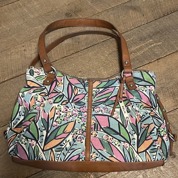 Relic Floral Patterned Bag with Brown Accents. - Picture 1 of 10